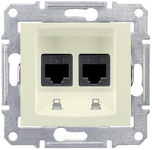 Розетка компьютерная без рамки Schneider Electric Sedna 2-м. RJ45+RJ45 5e бежевый фото Розетка компьютерная без рамки Schneider Electric Sedna 2-м. RJ45+RJ45 5e бежевый картинка